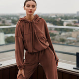 Women Co-Ords Winter Hooded Sweater Set Sports and Leisure