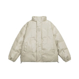 Unisex Coat PU Leather Cotton-Padded Jacket Loose