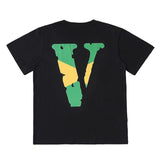 Vlone T Shirts Large V Printed Loose Couple Short Sleeve Men's and Women's T-shirt behind Flame Limit
