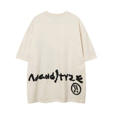 Men T-Shirt Retro Cartoon Puff Print Loose All-Match