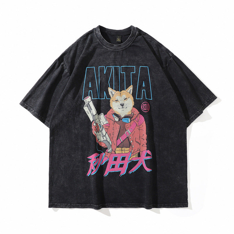 Men T-Shirt Summer Cartoon Anime Print Loose