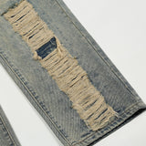 Men Jeans Ripped Distressed Loose Casual Retro