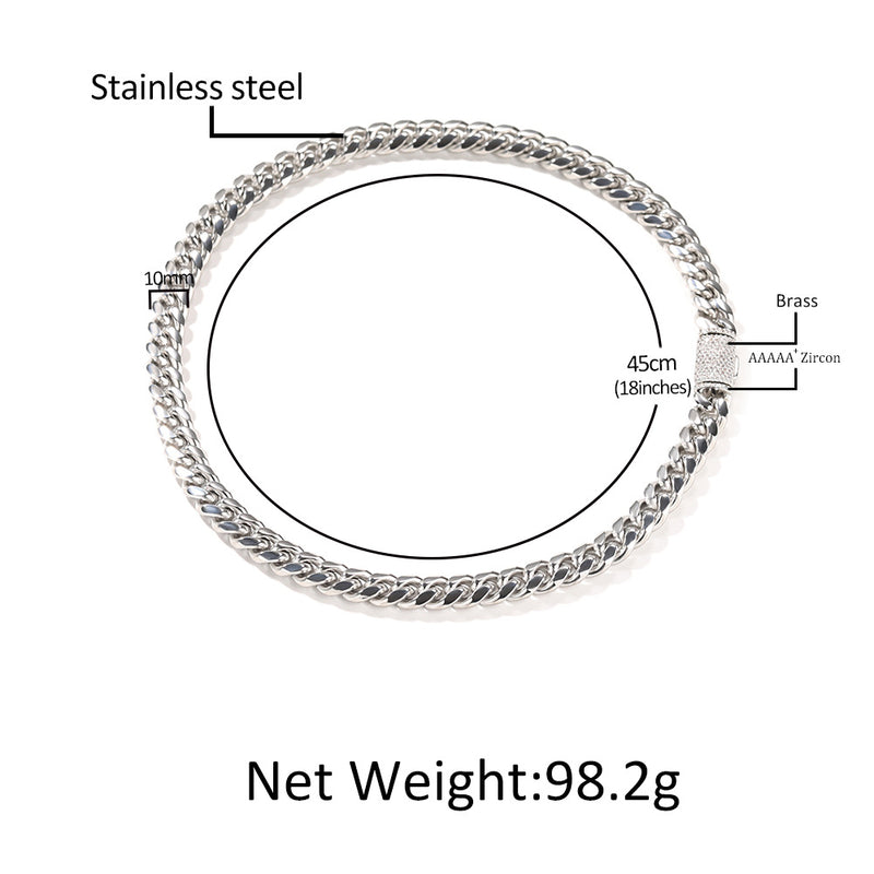 Bracelet Stainless Steel Necklace Jewelry Sense Zircon Cuban Chain Spectrum St. Valentine's