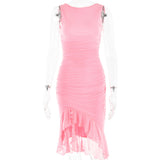 Women Dress Summer Sexy Pleated Dress