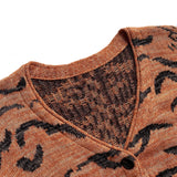 Kapital Sweater Vintage Hida and Macro Japanese Leisure Tiger Pattern Leopard Print Long Sleeve Loose V-neck Knitted Cardigan