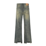 Men Jeans Bell-Bottom Pants Ripped Distressed Loose