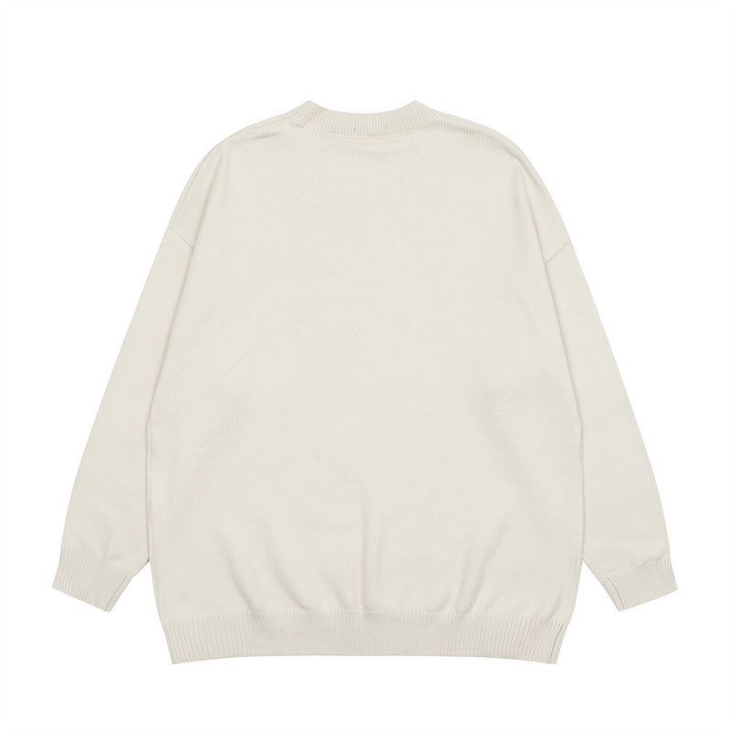 Men Sweater Printed round Neck Sweater Casual Loose