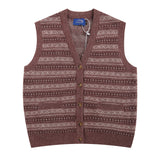 Men Sweater Striped Jacquard Sweater Wool Back Cardigan