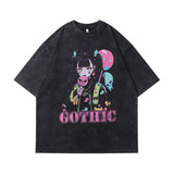 Men T-Shirt Retro Cartoon Print Casual Distressed