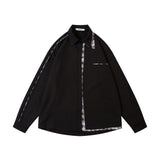 Men Long Sleeved T Shirt High Street Stitching Long-Sleeved Shirt Men's Loose Casual Spring and Autumn