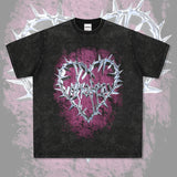 Unisex T Shirt Spiny Heart Print Short Sleeve