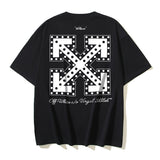 Off White T Shirts OW Polka Dot Letter Pattern Round Neck Pullover Short Sleeves