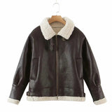 Women Cotton Coat Imitation Lamb Wool Stitching Thickening Loose
