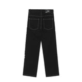 Men Jeans Side Character Embroidery Loose Casual