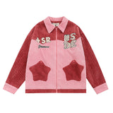 Women Jackets Vintage Patchwork Retro Vibe Baseball Jacket