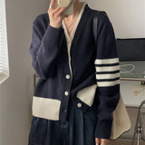 Women Knitted Cardigan Fake Two Pieces Fashion Sweater