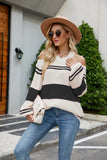 Women Pullover Sweater Loose plus Size Sexy Stripes Sweater