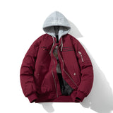 Mens Vintage Jackets Padded Thickened Baseball Jacket Hooded Embroidered Cotton Jacket