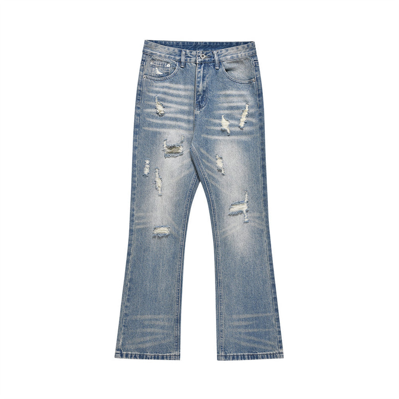 Men Jeans Ripped Versatile Loose Indentation
