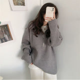 Women Knitted Cardigan Loose Zip Knitted Thickened