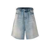MIJKO Men Shorts Make Old Blue Denim Shorts