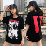 Vlone T Shirts V Printed Short Sleeve T-shirt Men and Women Loose High Street Half Sleeve