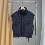 Women Cotton Coat Loose Lapel Diamond Vest