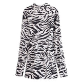 Women Dresses Temperament Zebra Pattern Shirt Dress