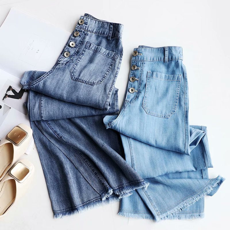 Women Jeans Loose Raw Hem