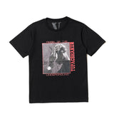 Vlone T Shirt Vertical Middle Finger Large VT Shirt Hip Hop Tupark Portrait Printing Men's and Women's round Neck Short Sleeve
