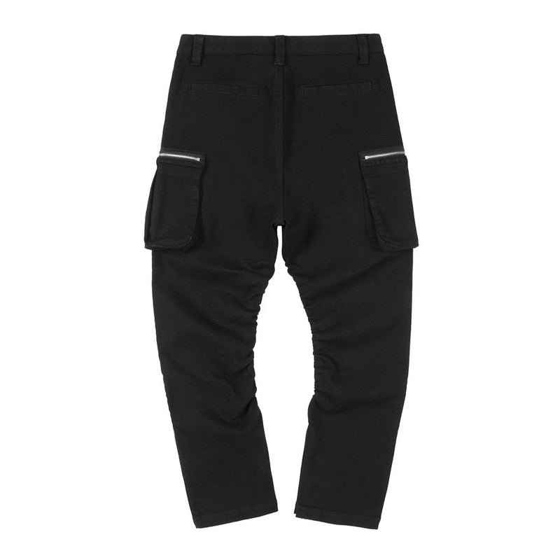 Men Jeans Slit Zipper Workwear with Pocket Pleated
