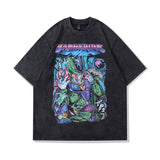Men T-Shirt Anime Print Distressed