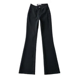 Women Jeans Bell-Bottom Pants Pocket Small Man
