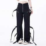 Men Jeans Punk Bandage Solid Color