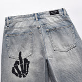 Men Jeans Skull Gesture Hip Hop