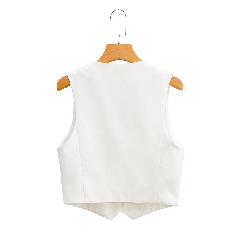 Women Vest Buckle Coat Vest