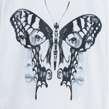 Who Decided War T Shirts Who Decided War Butterfly Print Short Sleeve Trendy Half Sleeve T-Shirt