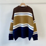 Women Pullover Sweater Vintage Stripe Temperament Knitted