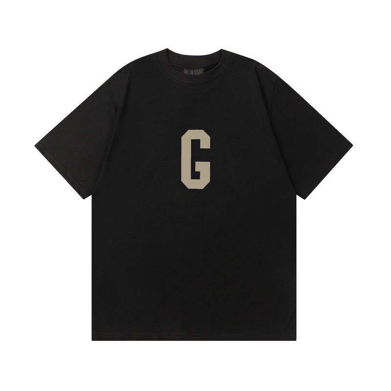 Fog Essentials T Shirts Spring Summer FOG Flocking G Letter Crew Neck Pullover Short Sleeves