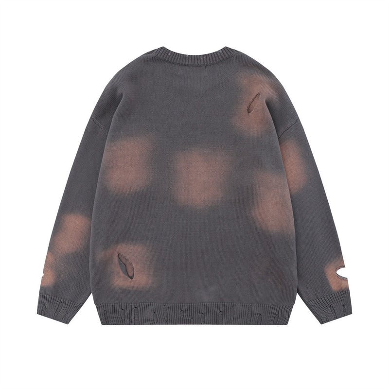 Men Sweater Inkjet Sweater Niche Crocheted Ripped Sweater Line
