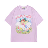 Men T-Shirt Cute Cartoon Retro Loose