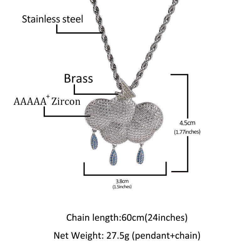 Jewelry Hip Hop Zircon Lightning Cloud Pendant Versatile Necklace Spectrum lightning