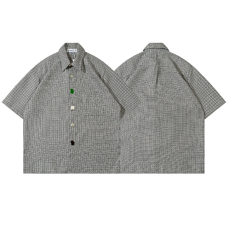 Short Sleeve Shirt Lapel Plaid Shirt Summer