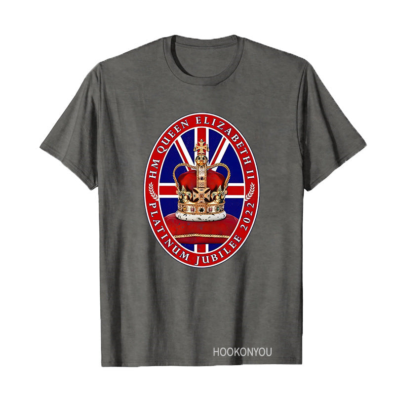 Inspired by Queen's Platinum Jubilee 2022 Elizabeth 70 Years T-shirt Printed round Neck Short Sleeve T-shirt