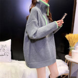 Women Pullover Sweater Loose Zip Thickened Knitting Sweater