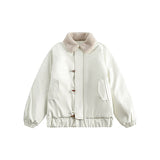 Unisex Coat Lamb Fur Lapel Winter PU Leather