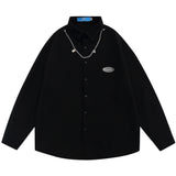 Men Long Sleeved T Shirt Simple Style Long Sleeve Shirt Men's Ins Loose Lapels Shirt Fashion
