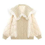 Women Cotton Coat Loose Slim Patchwork Coat Princess