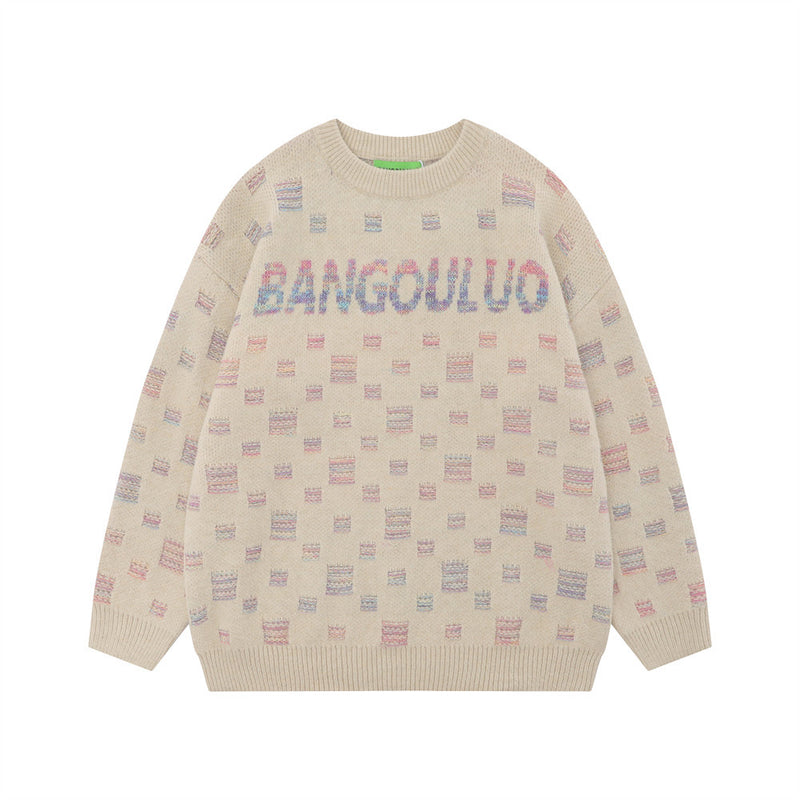 Men Sweater Jacquard Sweater Wool Loose