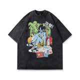 Men T-Shirt Retro Cartoon Loose Leisure All-Matching